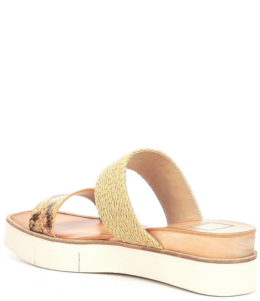 Dolce Vita Parni Snake Print Leather Banded Platform Slides