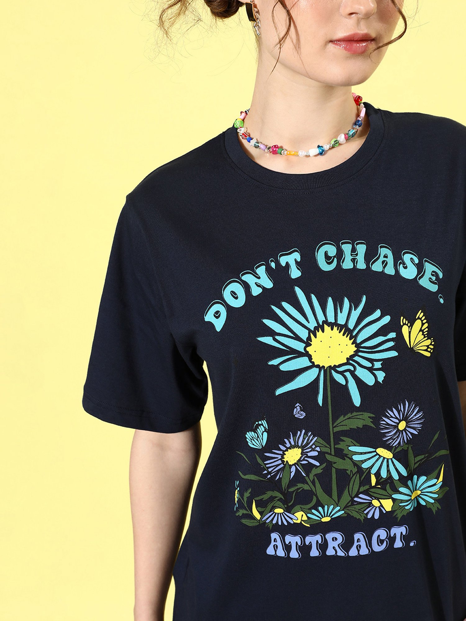 Dillinger Navy Cotton Graphic Print Oversized T-Shirt