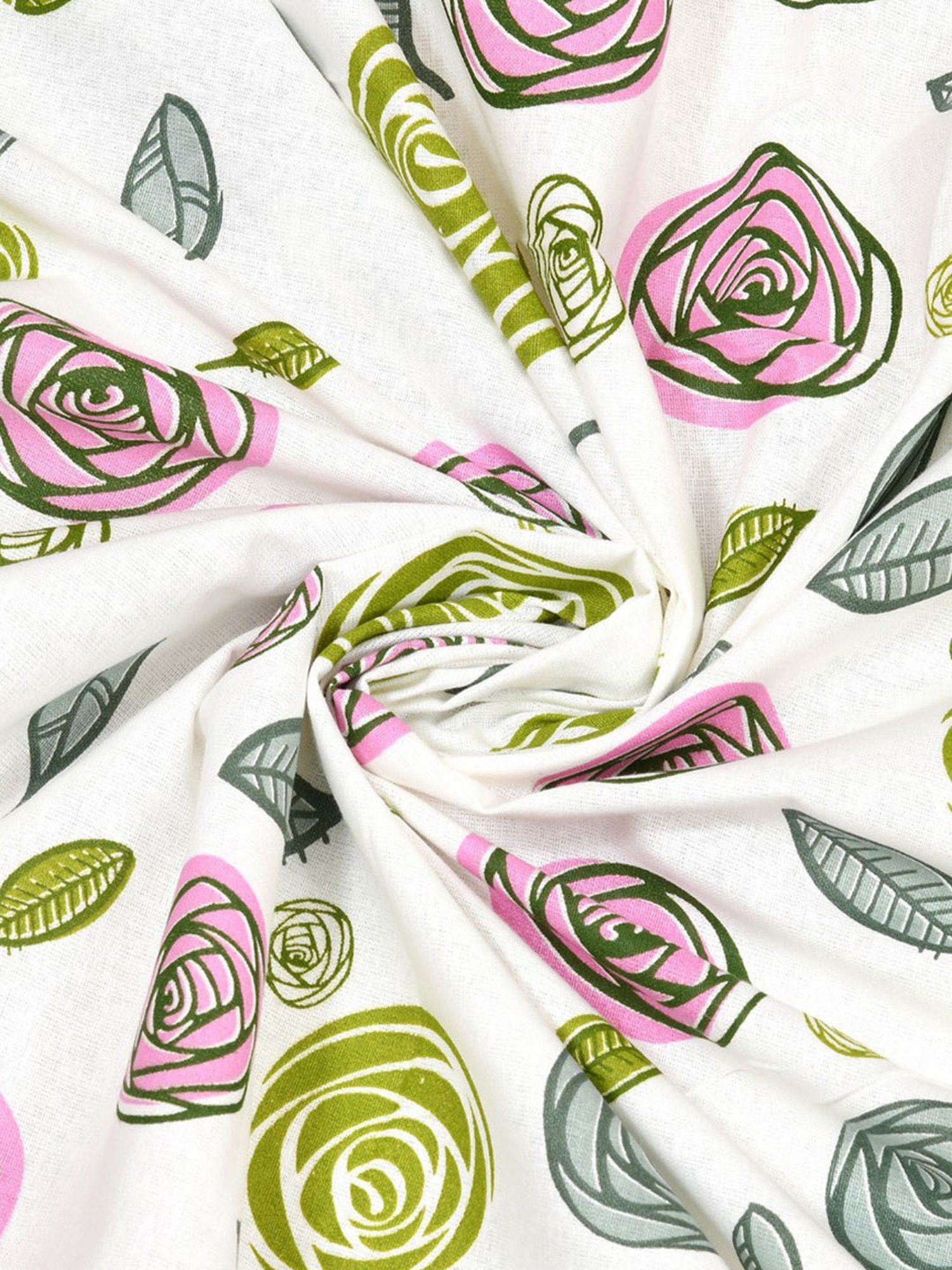 BELLA CASA Printed Beige 220 TC Cotton King Bedsheet with 2 Pillow Covers