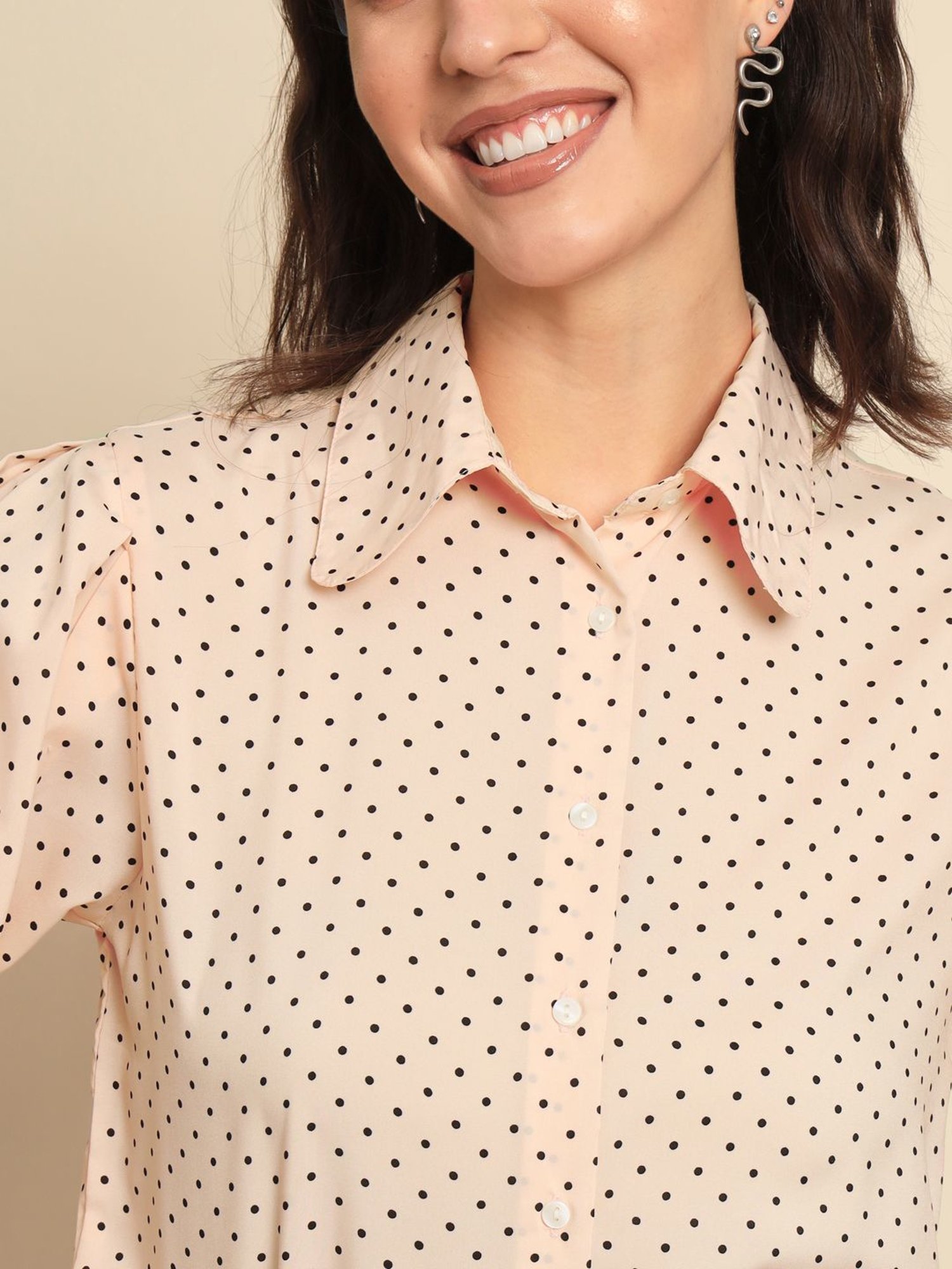 Trend Arrest Peach Polka Dots Shirt