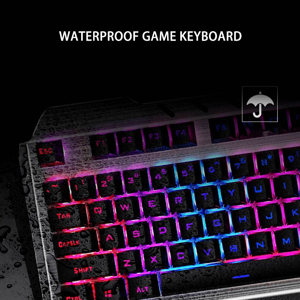 UKCOCO RGB Gaming Keyboard and Colorful Mouse Combo, USB Wired LED Backlight Gaming Mouse and Keyboard for Laptop PC Computer Gaming and Work, Letter Glow, Mechanical Feeling - Black