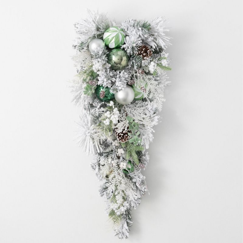 Sullivans Pine & Ball Artificial Swag 32"H Silver