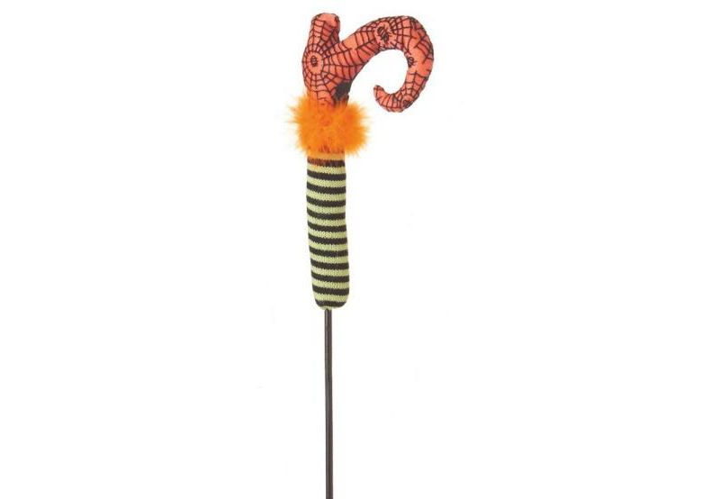 Diva At Home 20.25" Green and Orange Striped Leg and Witch's Boot Halloween Crafting Pick