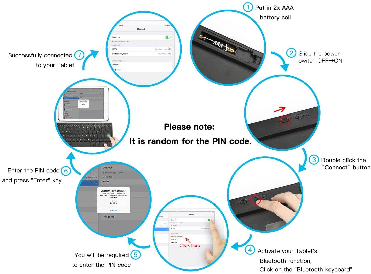 OMOTON Ultra-Slim Bluetooth Keyboard Compatible with iPad 10.2(8th/ 7th Generation)/ 9.7, iPad Air 4th Generation, iPad Pro 11/12.9, iPad Mini, and More Bluetooth Enabled Devices, Black