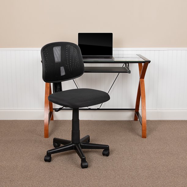 Mid-Back Black Mesh Swivel Task Office Chair with Pivot Back