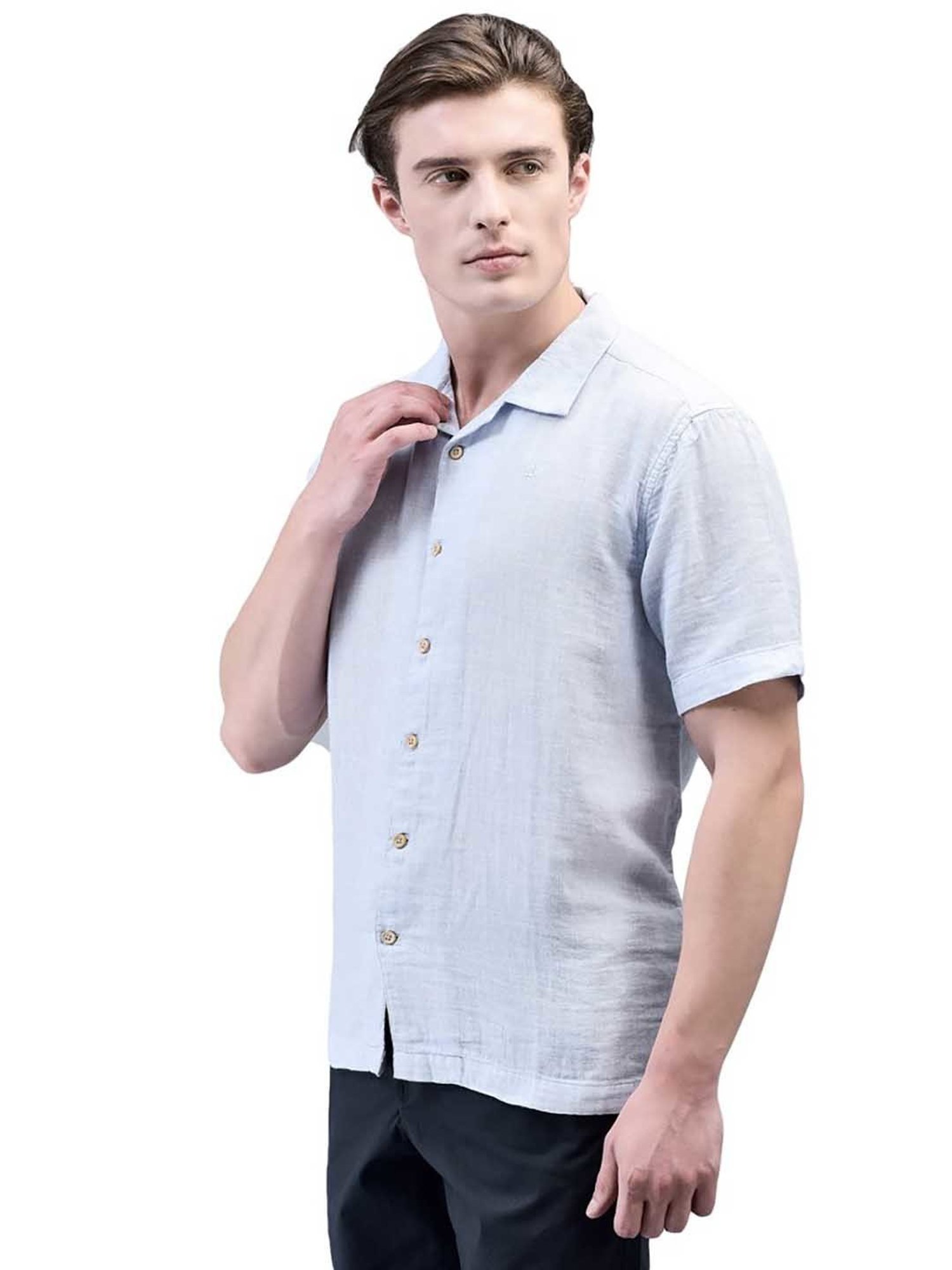 Woods Light Blue Regular Fit Cotton Shirt