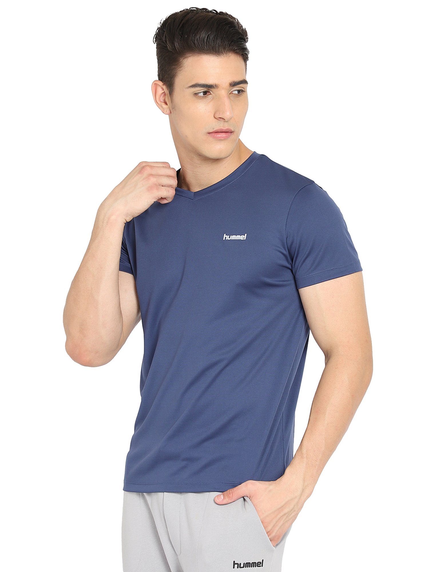 Hummel Blue V Neck T-Shirt