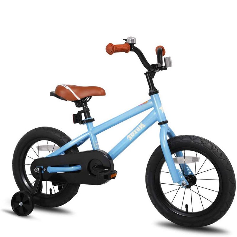 Joystar Totem 14 Inch Kids Toddler Training Bike Bicycle with Training Wheels, Rubber Tires, and Coaster Brake, Ages 3 to 5, Blue