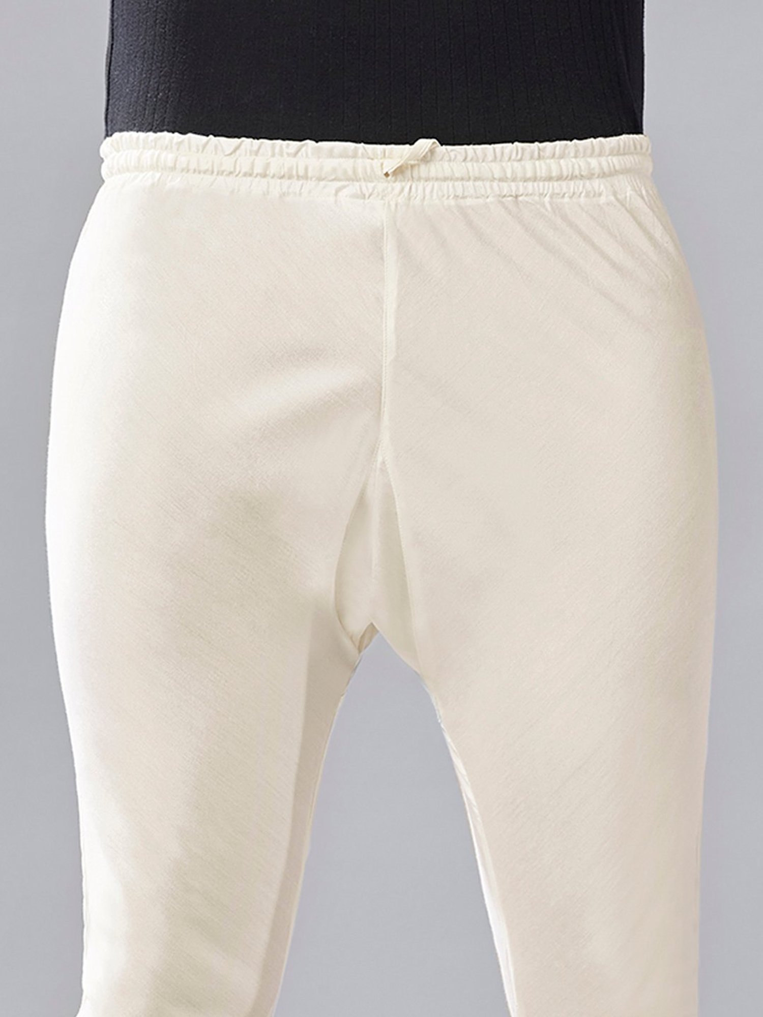 KISAH Black & Off White Regular Fit Self Design Kurta & Churidar With Nehru Jacket