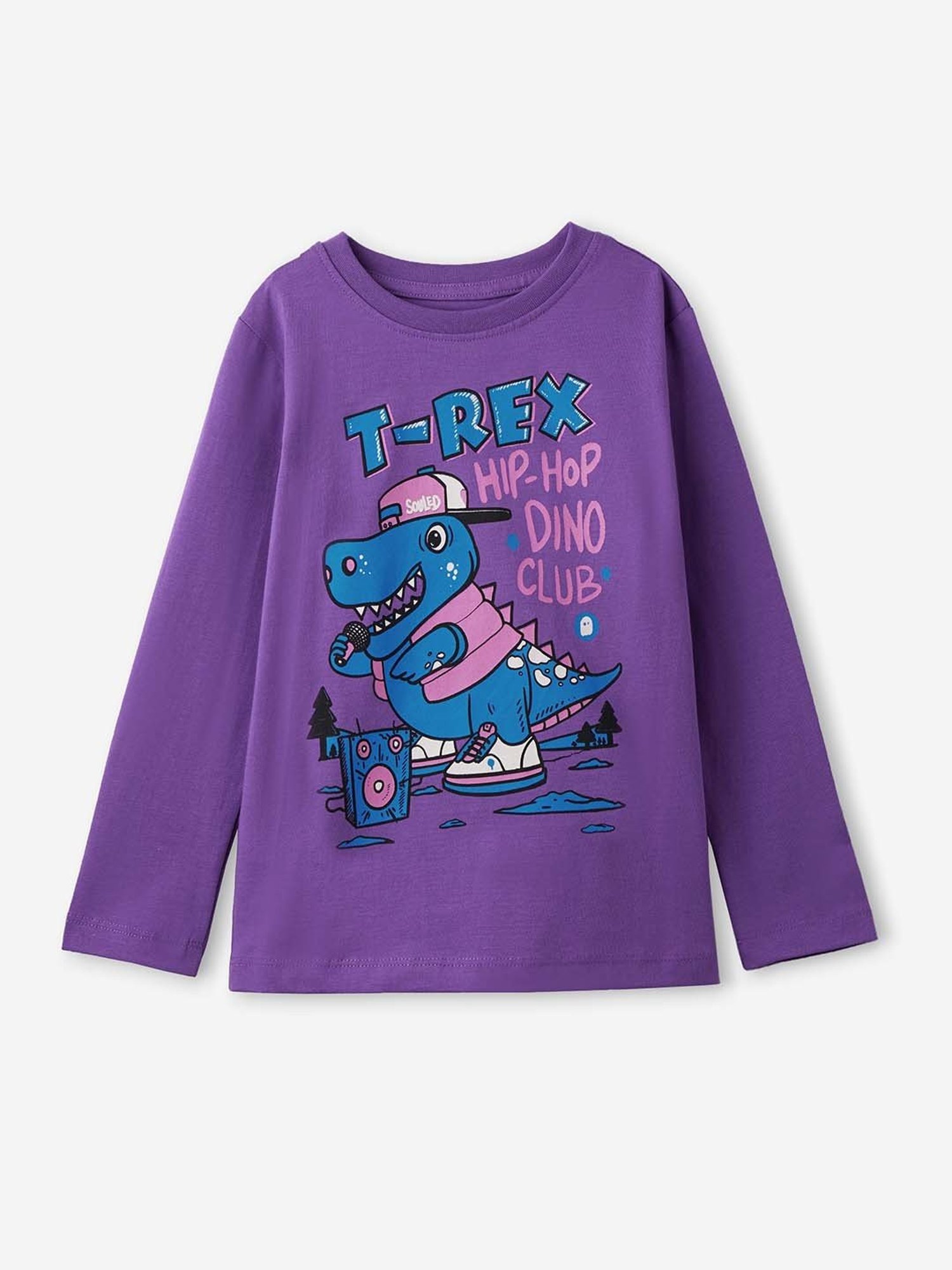 The Souled Store Kids Purple Cotton Printed Full Sleeves T-Shirt