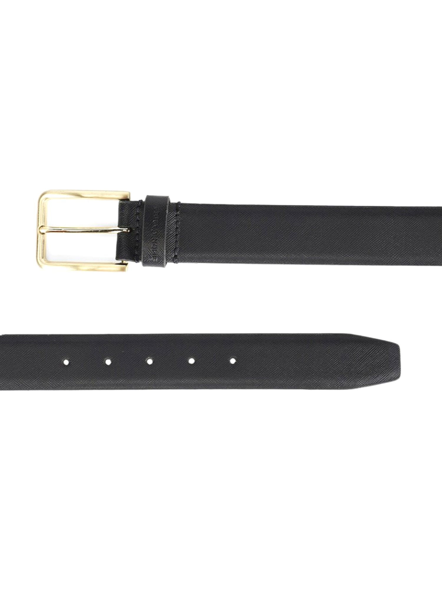 Simon Carter Black Leather Textured Reversible Belt for Men
