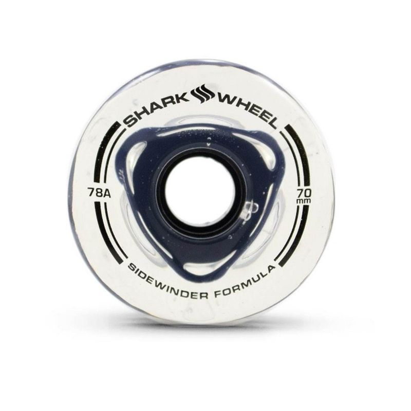 Shark Wheel Sidewinder 70mm 78A Longboard/Skateboard Wheels, Clear w/ Black Hub