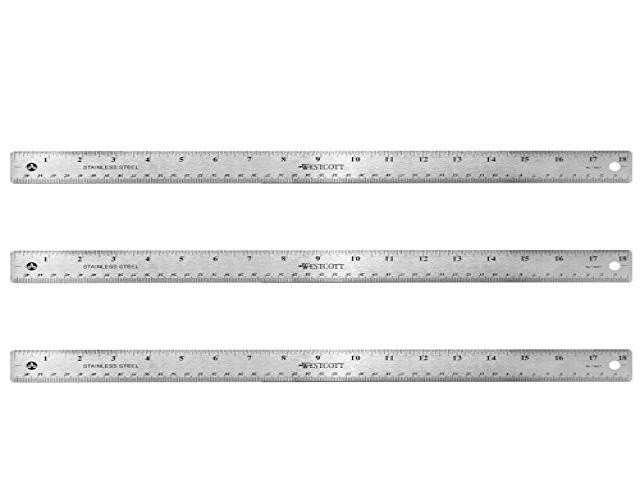 Westcott 18" Stainless Steel Ruler, Pack of 3 (17144)