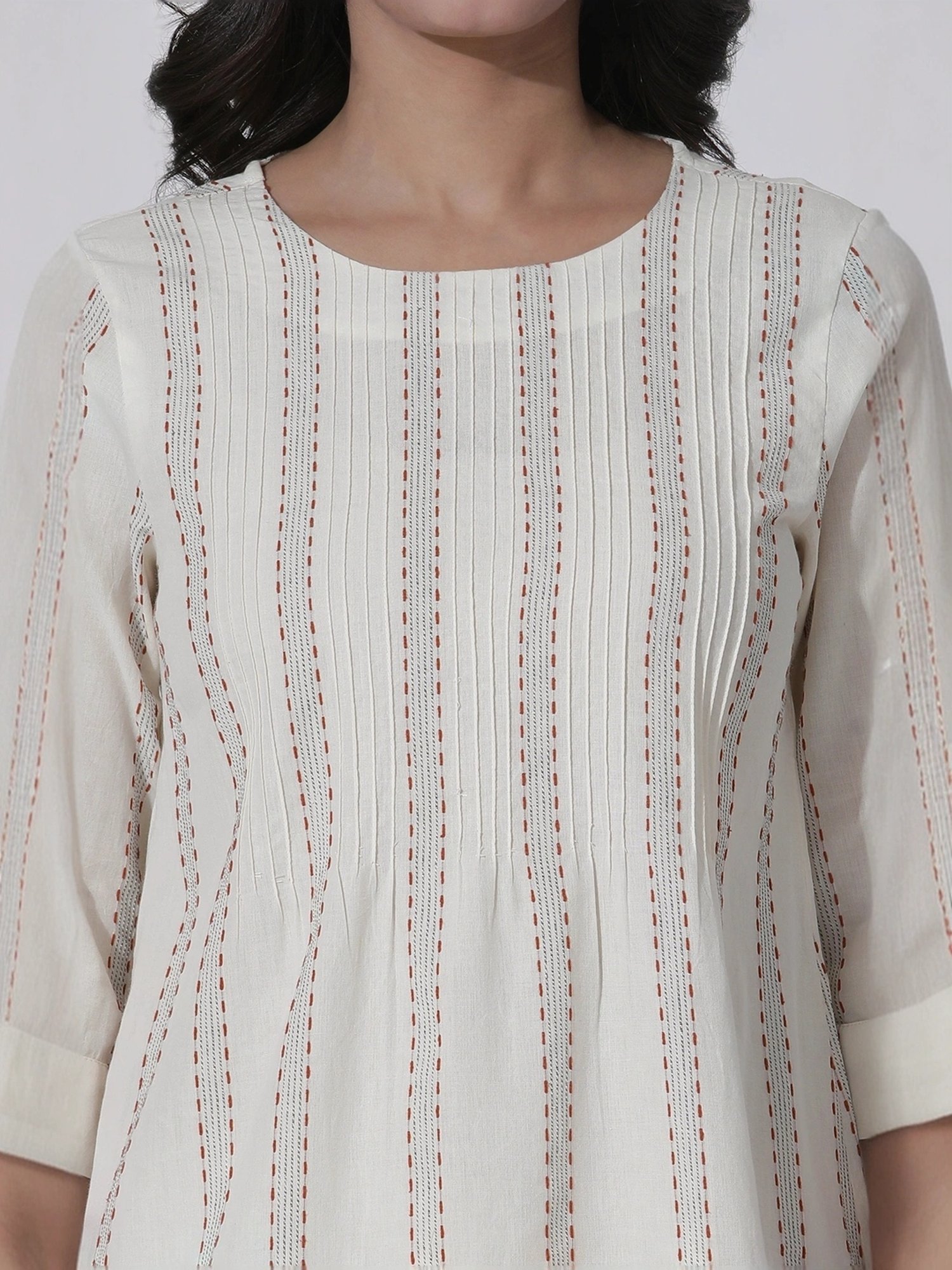 W White Cotton Striped Top