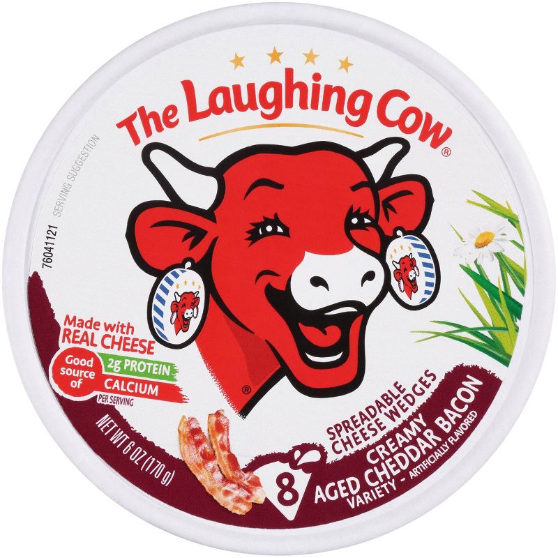 The Laughing Cow Aged White Cheddar Bacon Wedge - 8ct