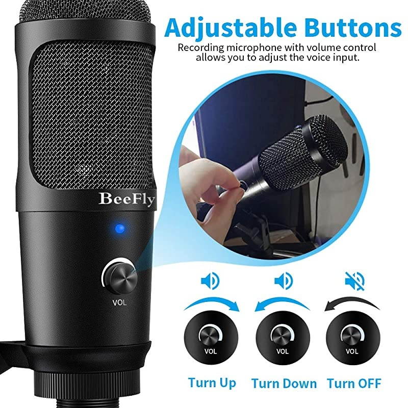 USB Microphone for Computer Metal Condenser Recording PC Microphone for Laptop PS4 Mac Windows Computer Microphone for Gaming Podcast Streaming
