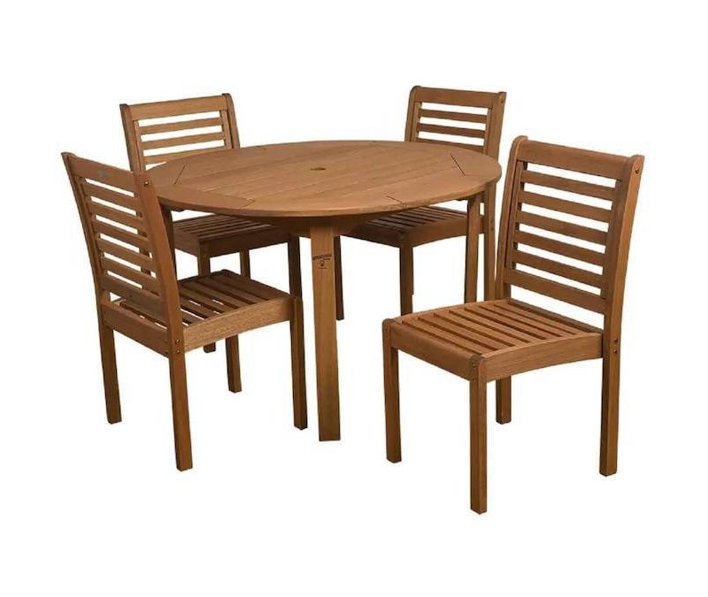 Eucalyptus Wood 5pc Round Patio Dining Set - International Home Miami