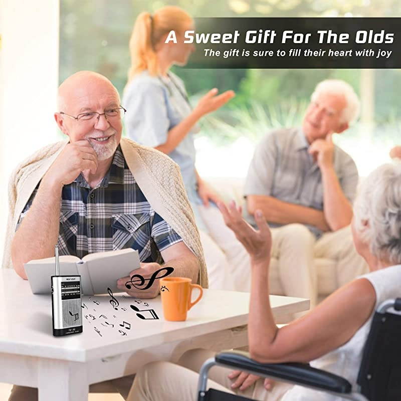 AM FM Pocket Radio Transistor Shower Radio Portable Superior Reception High Clarity Pleasant Sound Telescopic FM Magnetic AM Antenna Builtin Speaker Earphones Jack