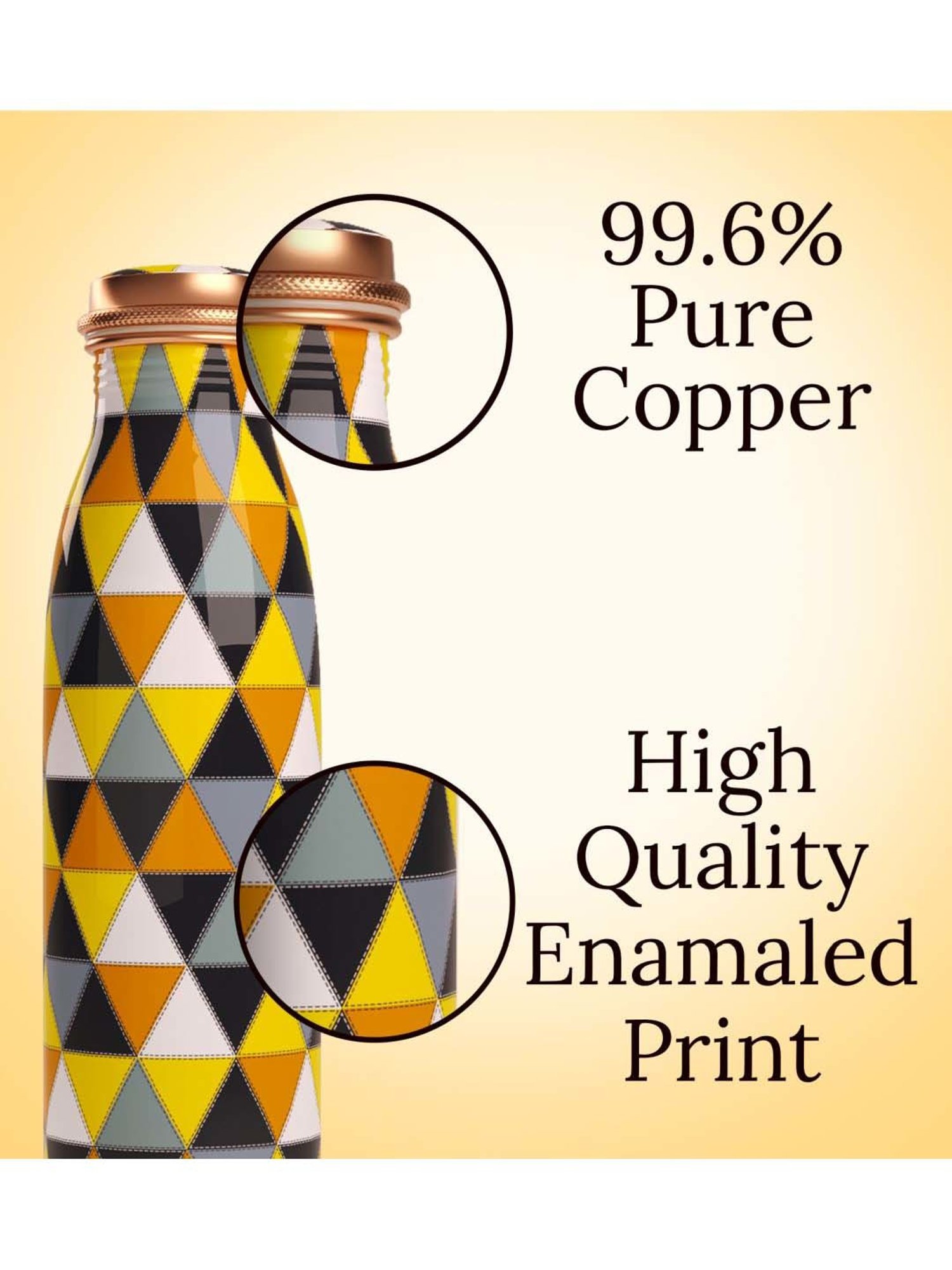 Everything Beautiful Yellow & Black Copper Water Bottle - Seamless (0.95 L)