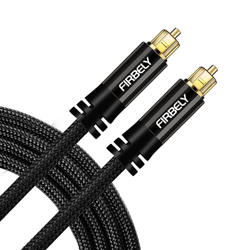 Digital Toslink Cable Optical Audio CableSPDIF Fiber Optic with Metal Connectors Braided Jacket Black Cable for Sound BarTV Speakers 10 feet
