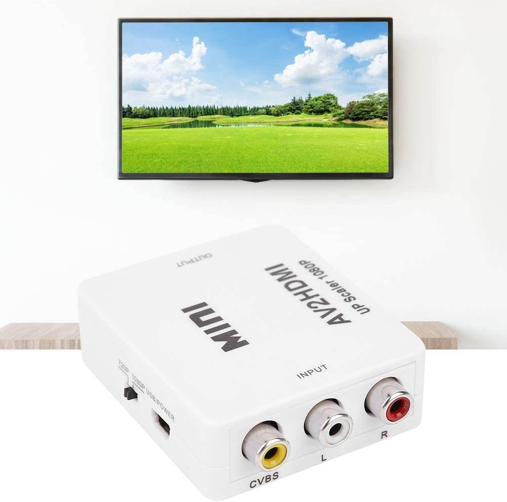 TOPINCN AV to HDMI Converter 1080P 60HZ Mini Output High Definition Adapter Video Converter Supporting NTSC/PAL with USB Cable(White)