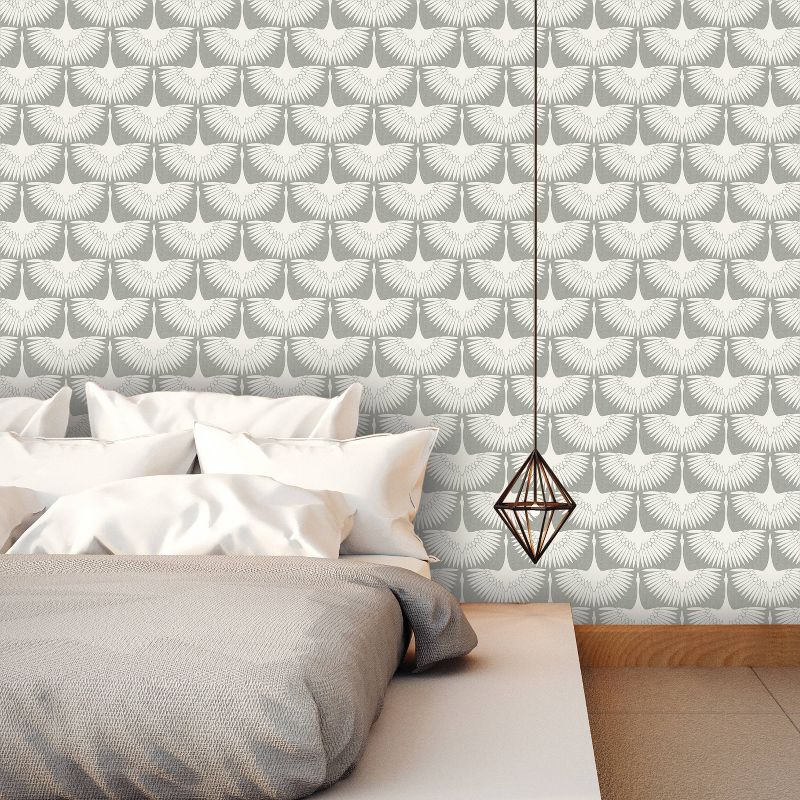 Tempaper Feather Flock Chalk Self-Adhesive Removable Wallpaper