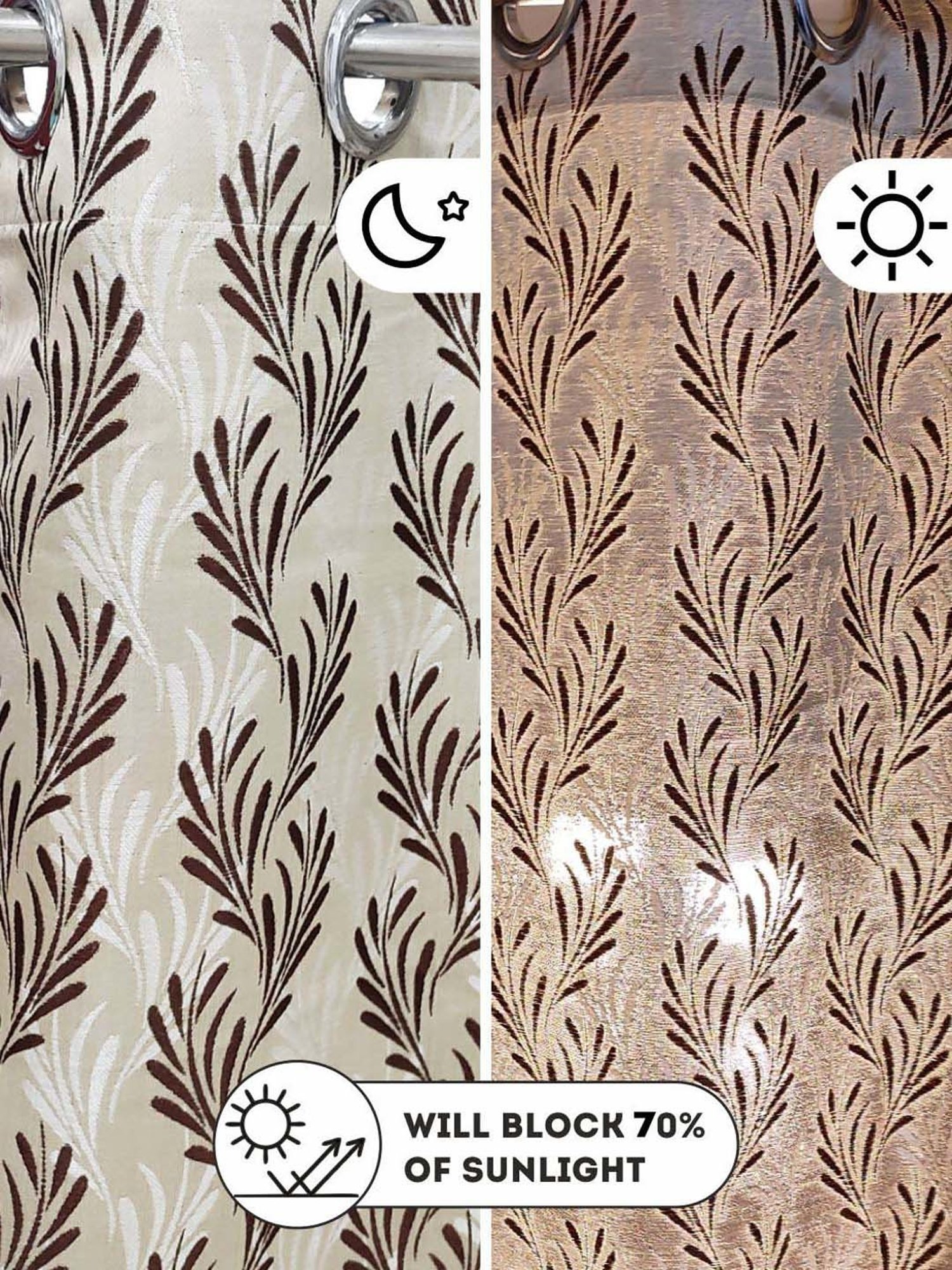 Bianca EL`PESSO Silver & Brown Faux Silk 7 Ft. Door Curtain
