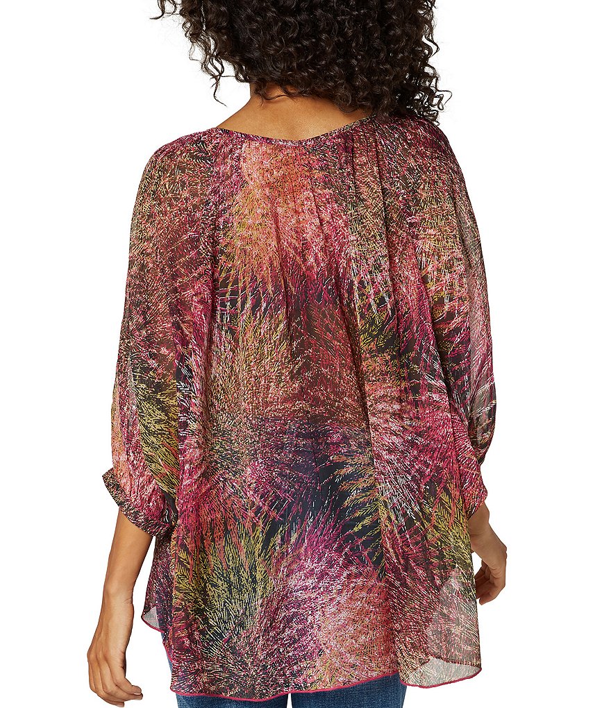 Liverpool Los Angeles Sheer Oversized Printed Chiffon Blouse