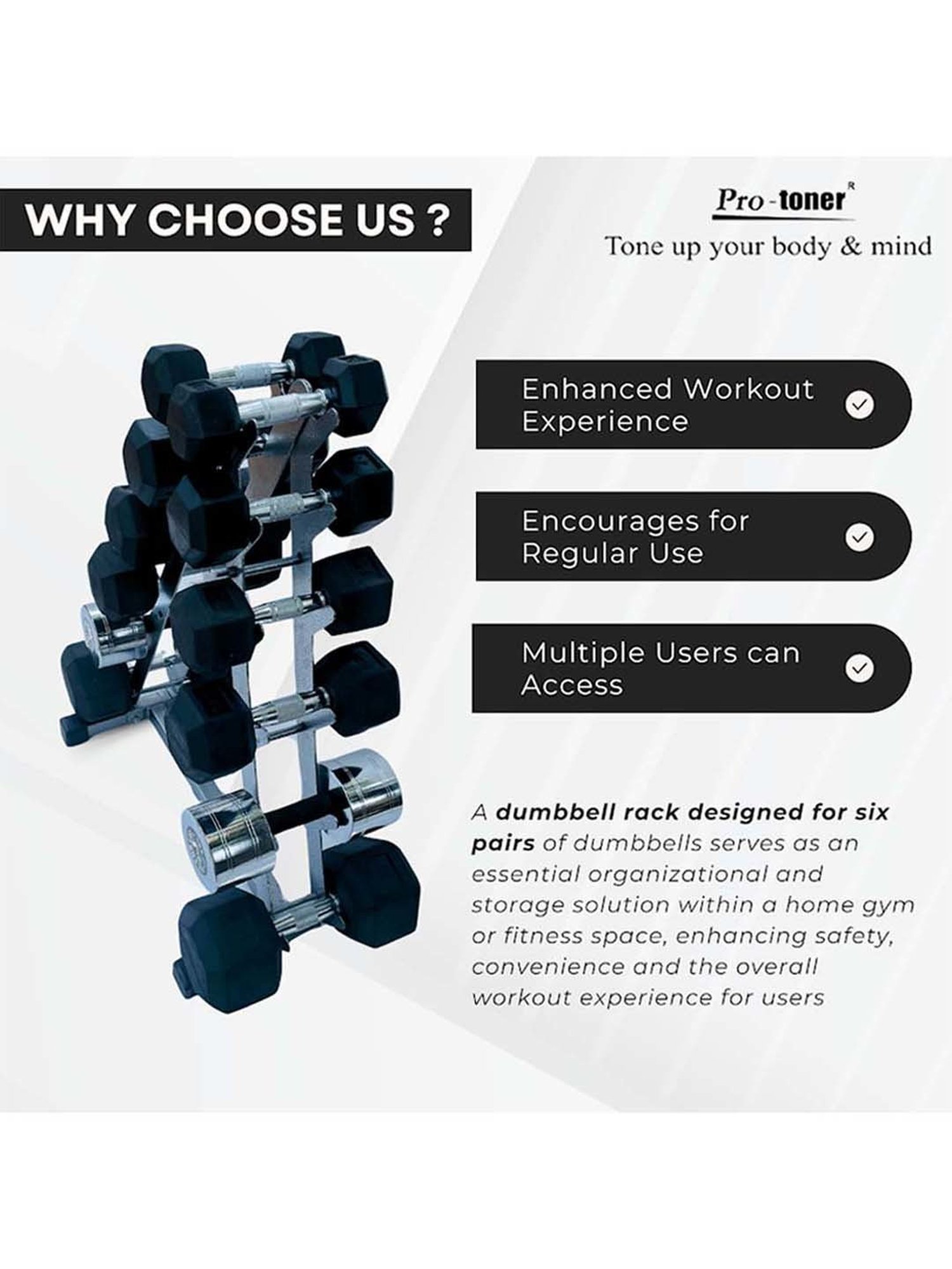 Protoner Multipurpose Weight Rack (Silver) Size - 87.4x15.8