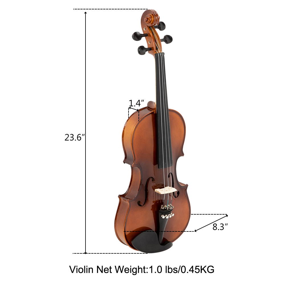 Glarry GV305 4/4 Bright Matte Natural Violin+Case+Bow+Rosin+Shoulder Rest+Tuner