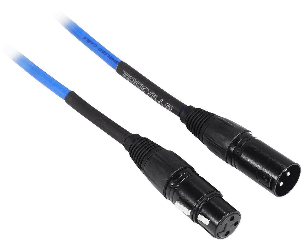 4 rockville 10' female to male rean xlr mic cable 2 red and 2 blue