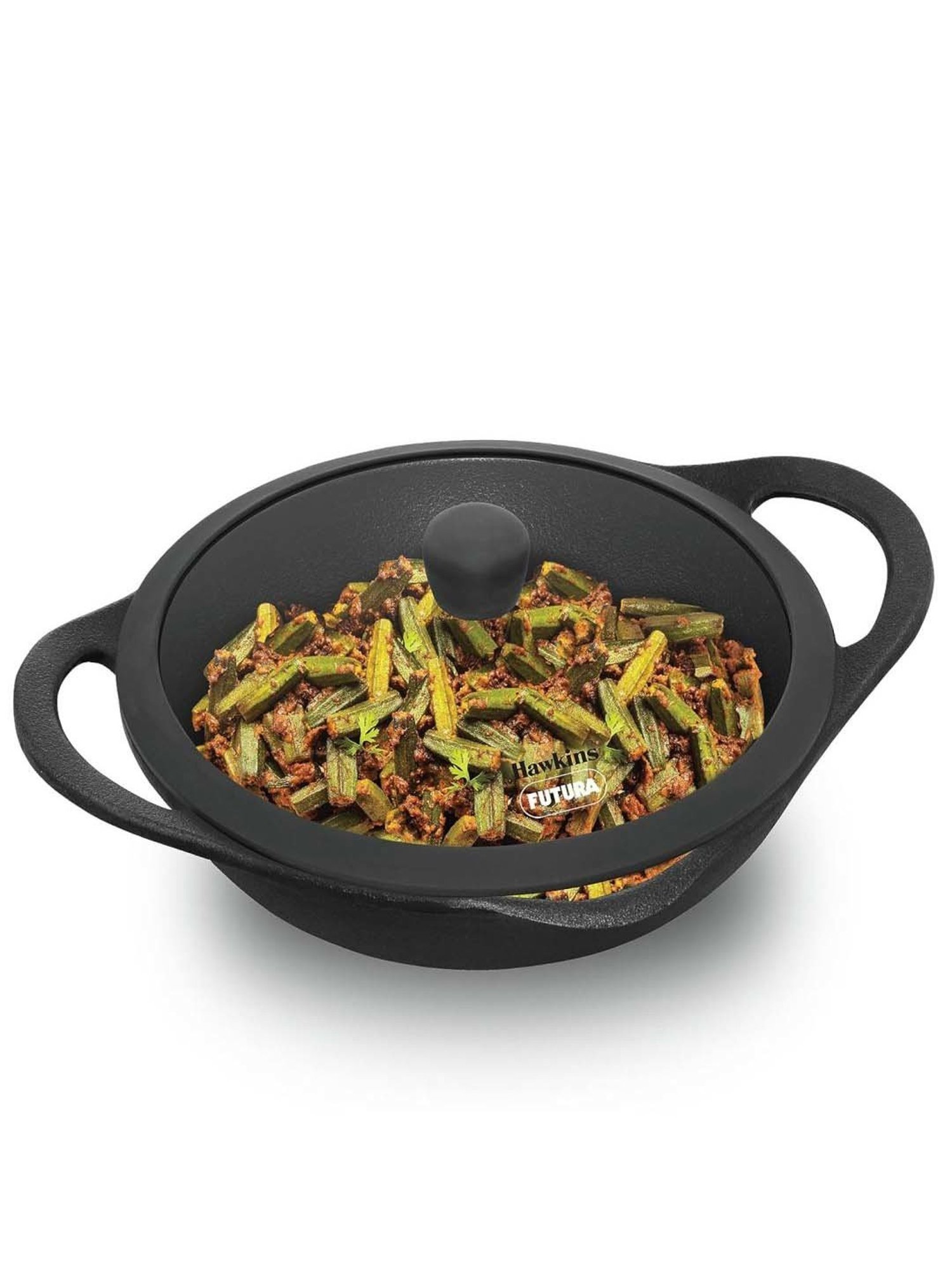 Hawkins Black Cast Iron 24 cm Futura Omlette Frying Pan (Cif24G) (1.8 L)
