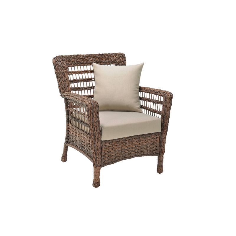 4pc Modern Concept Faux Sea Grass Resin Rattan Conversation Set - W Unlimited