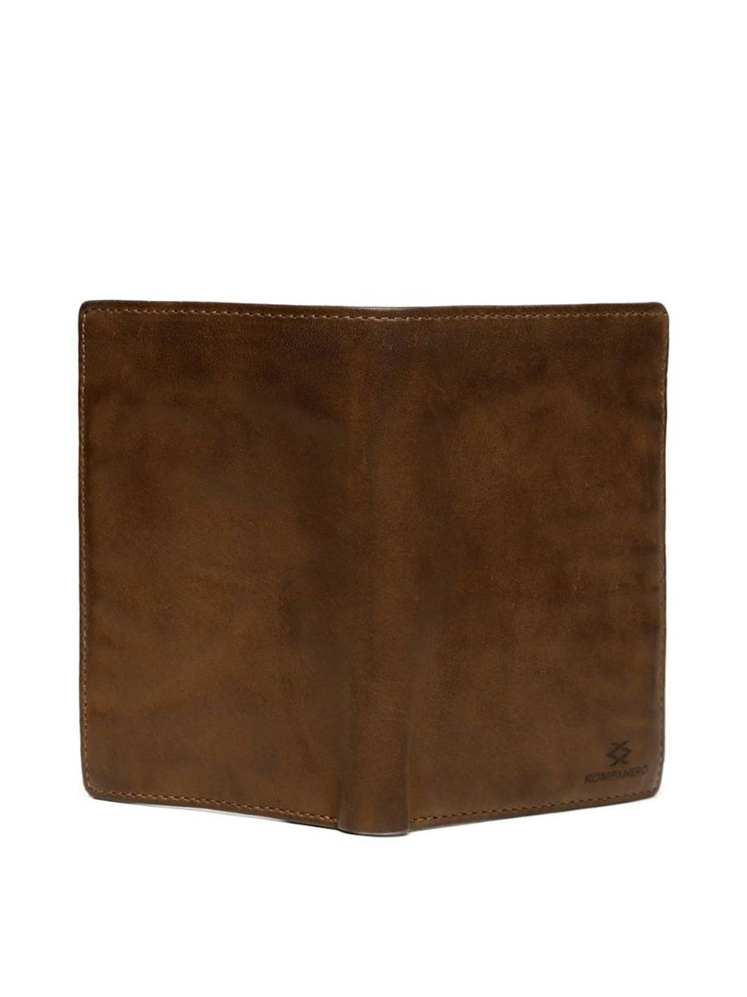 KOMPANERO Jose Cognac Leather Solid Bi-Fold Wallet