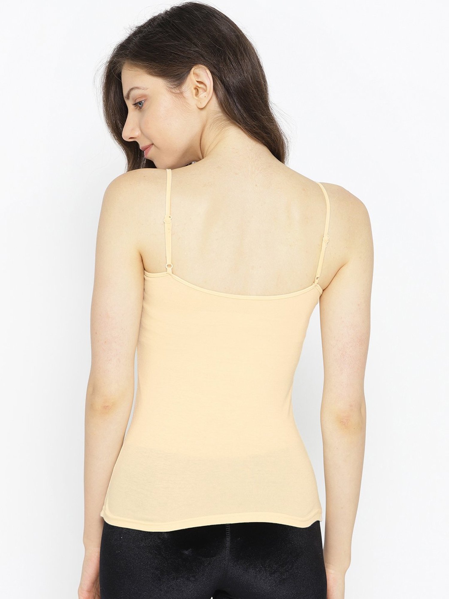 Lady Lyka Beige Cotton Camisole (Pack Of 2)