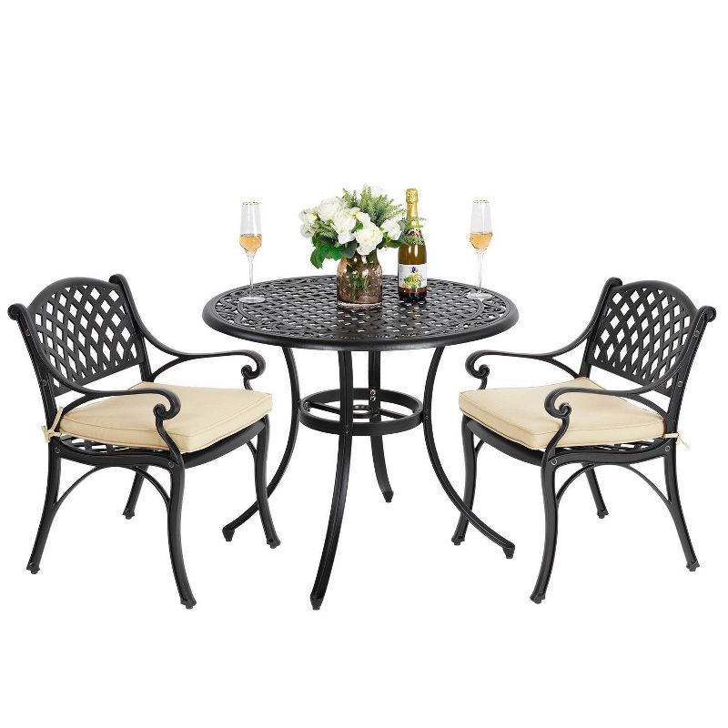 3pc Cast Aluminum Bistro Set - Antique Bronze - Nuu Garden