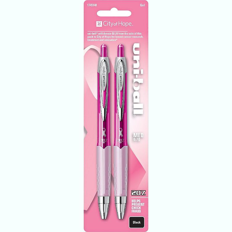 uni-ball Signo 207 Retractable Gel Pen 0.7 mm Medium Black 2/Pack 47396