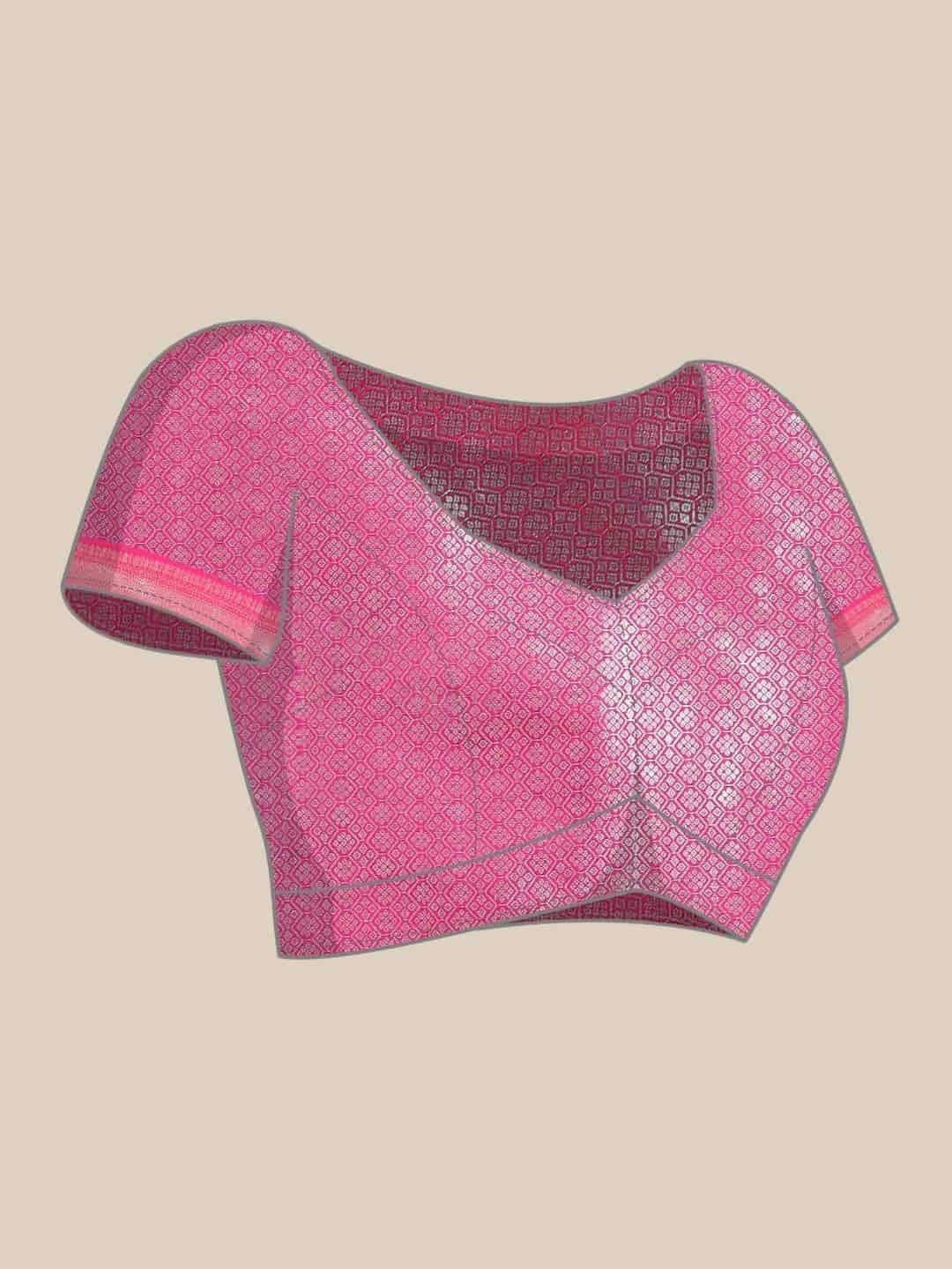 Silk Land Navy & Pink Woven Saree With Unstitched Blouse