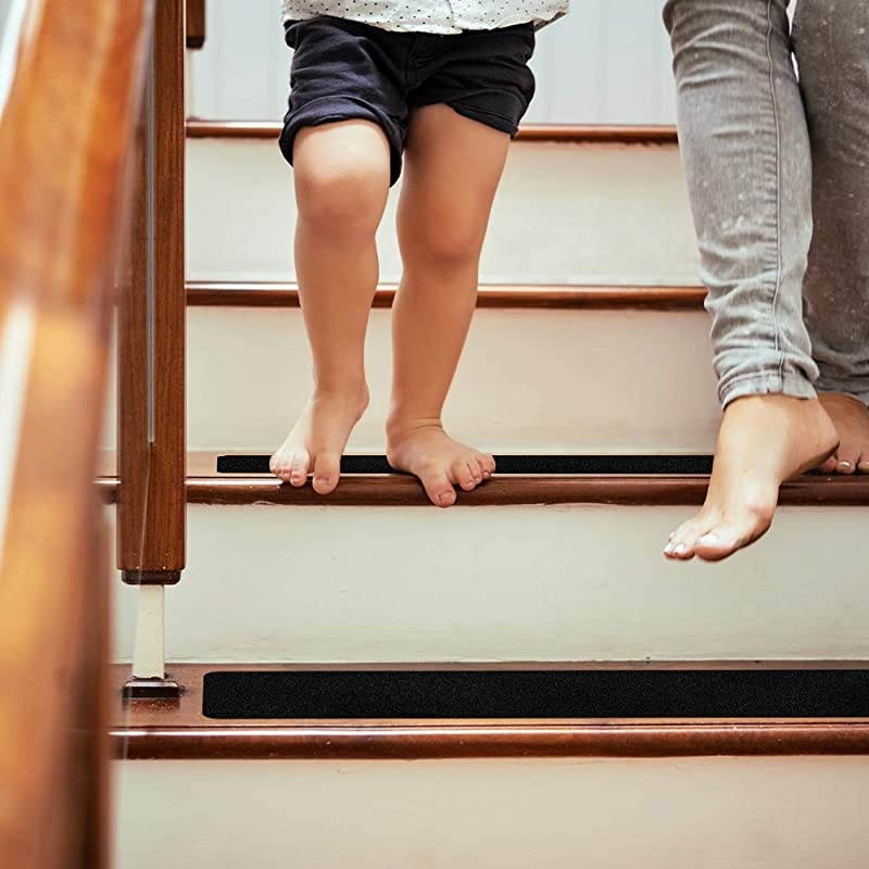 Treads Non-Slip 6&rdquo; x 30&rdquo; Outdoor/Indoor (10 Pack) &ndash; Black Heavy Duty Anti Slip Pre- Cut Self Adhesive Tape Strips, No Tools Installation