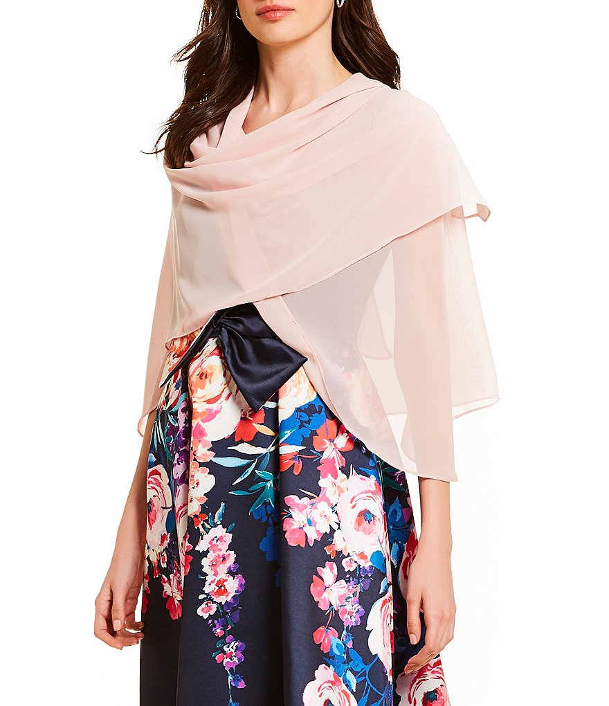 Cejon Metallic Crocheted Fringe Metallic Evening Wrap