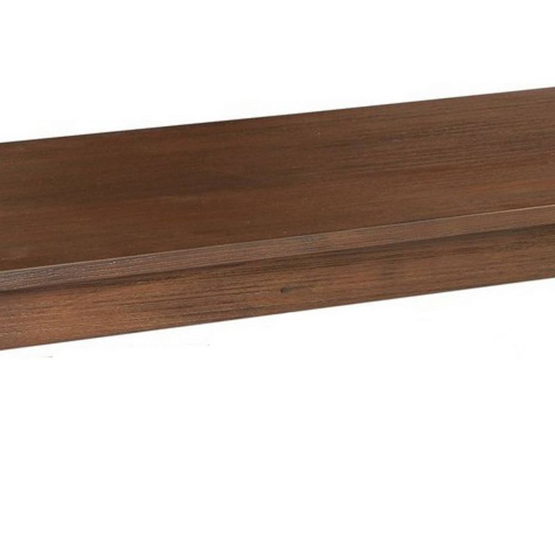 4pc Wooden Pub Table Dining Set with Saddle Stools and Bench Chestnut Brown - Benzara