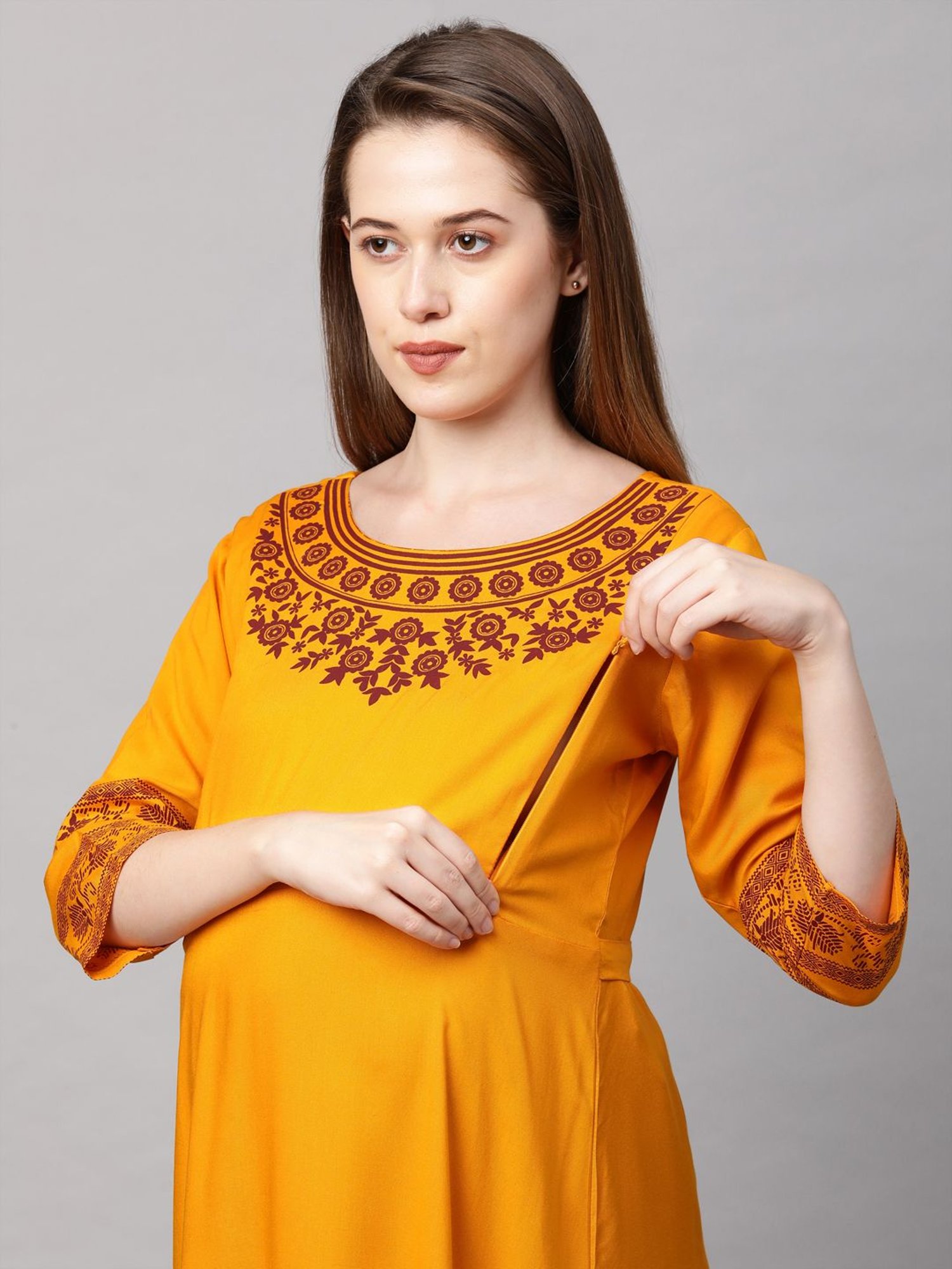 Mine4Nine Multicolor Printed Maternity Kurta