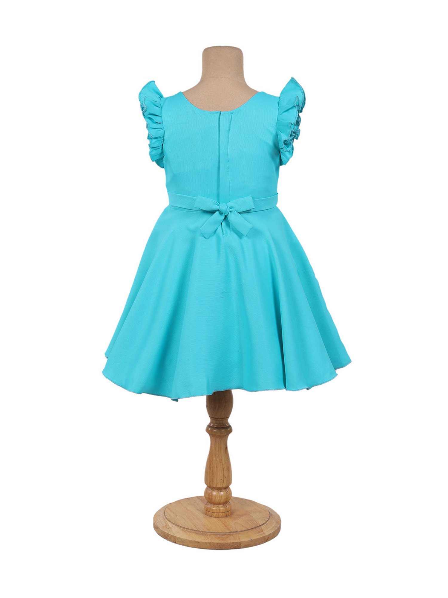 The Magic Wand Kids Sea Blue Solid Dress