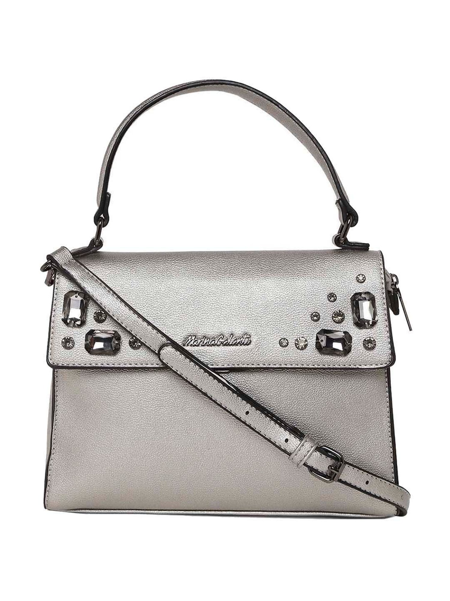 Marina Galanti Grey Embellished Medium Satchel Handbag