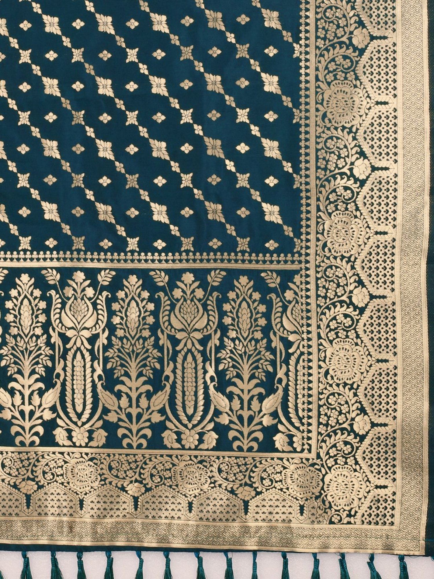 Silk Land Blue Woven Pattern Dupatta