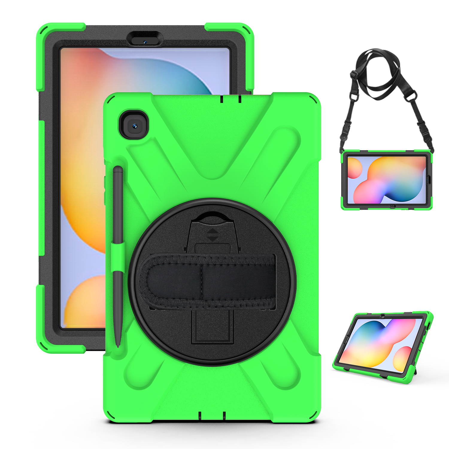 Galaxy Tab S6 LITE 10.4 P610 Case Cover, Heavy Duty Shield, Kickstand, Handstrap, Carrying Shoulderstrap Sling For Samsung Galaxy Tab S6 Lite 10.4 P610 [Green]