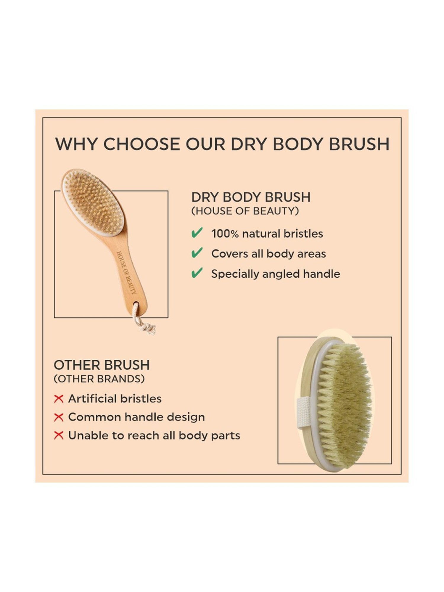 House of Beauty Dry Brush - For Cellulite - 140 gm