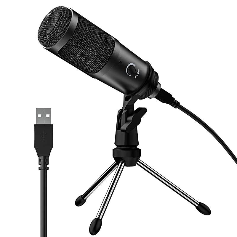 USB Microphone, Microphone for Computer Metal Condenser Recording Microphone for PS4 Mac Windows Computer Desktop Microphone for Gaming Podcast Streaming YouTube Chatting