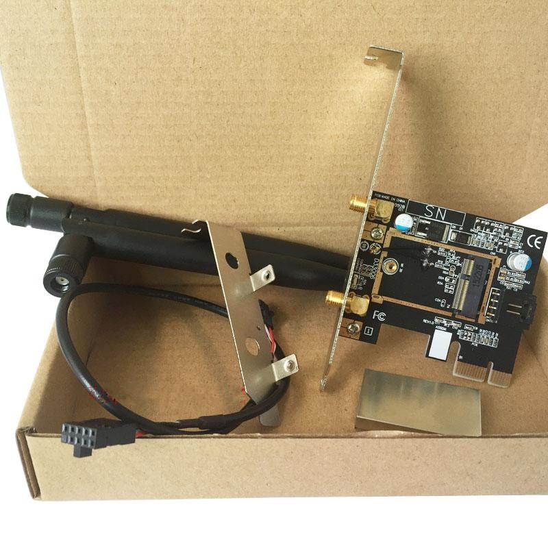 Desktop Wireless Network M.2(NGFF) Wireless Card to PCI-e 1X Adapter Converter(Not Including Networking card) Compact Intel NGFF M.2 7260 8260 3160 ect Windows 7, 8, 10 Compatible