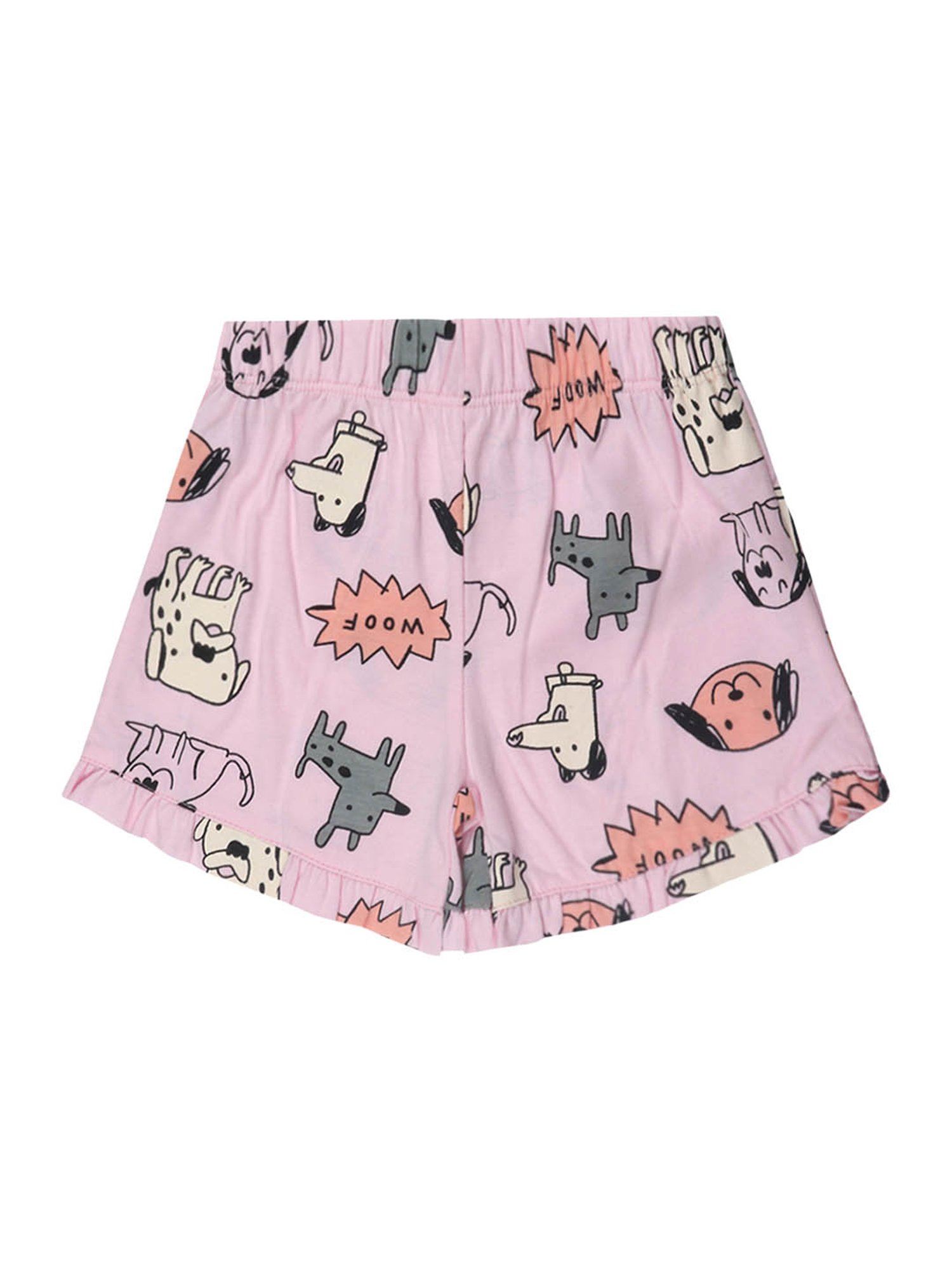 Lazy Shark Kids Grey & Pink Printed  Top with  Shorts